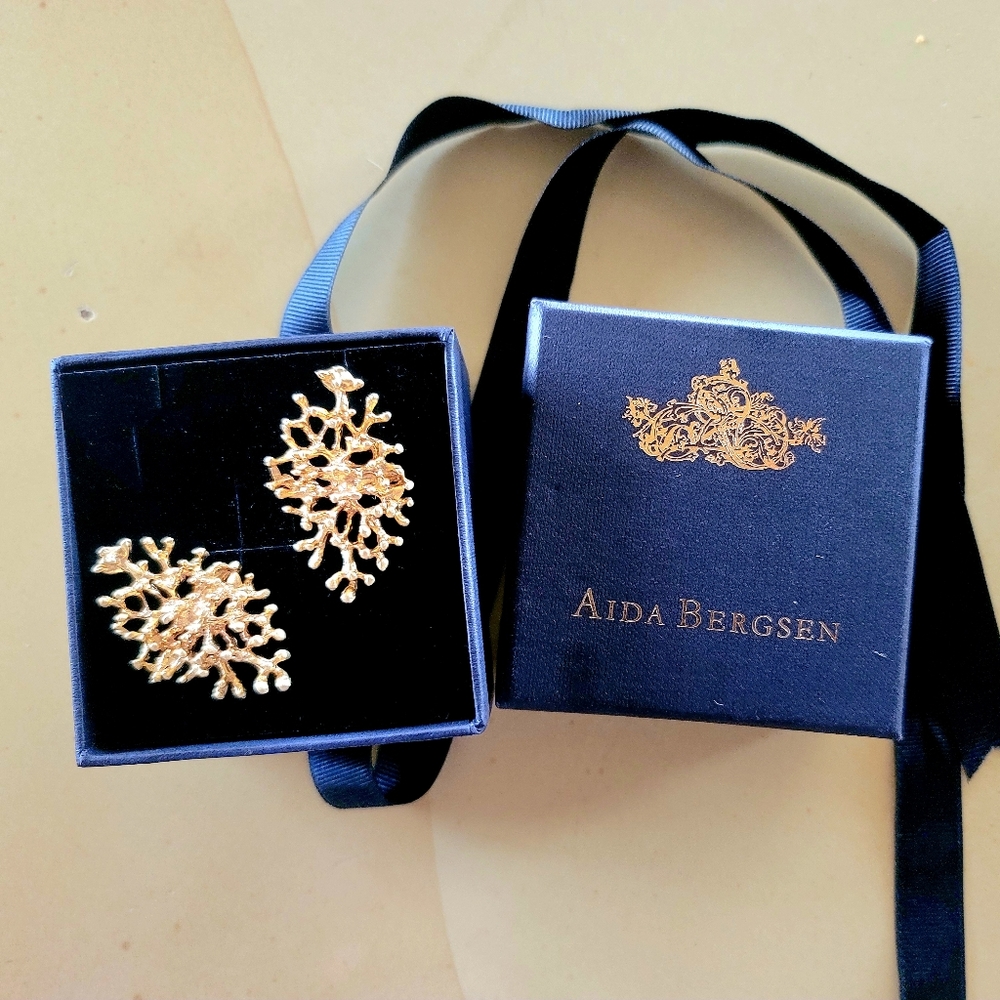 Stunning Coral Reef Free-Form Handmade Statement Earrings Designer Aida Bergsen